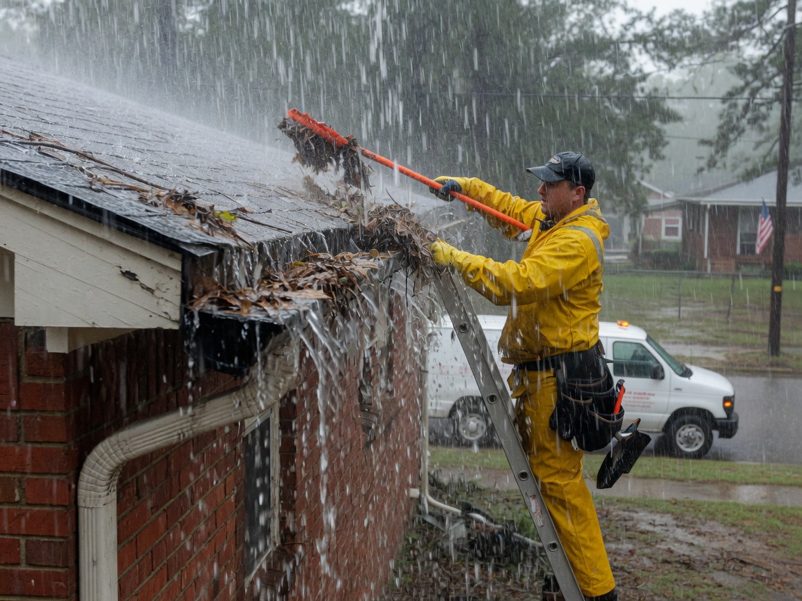 Gutters Overflowing During Heavy Rain in Texarkana, TX