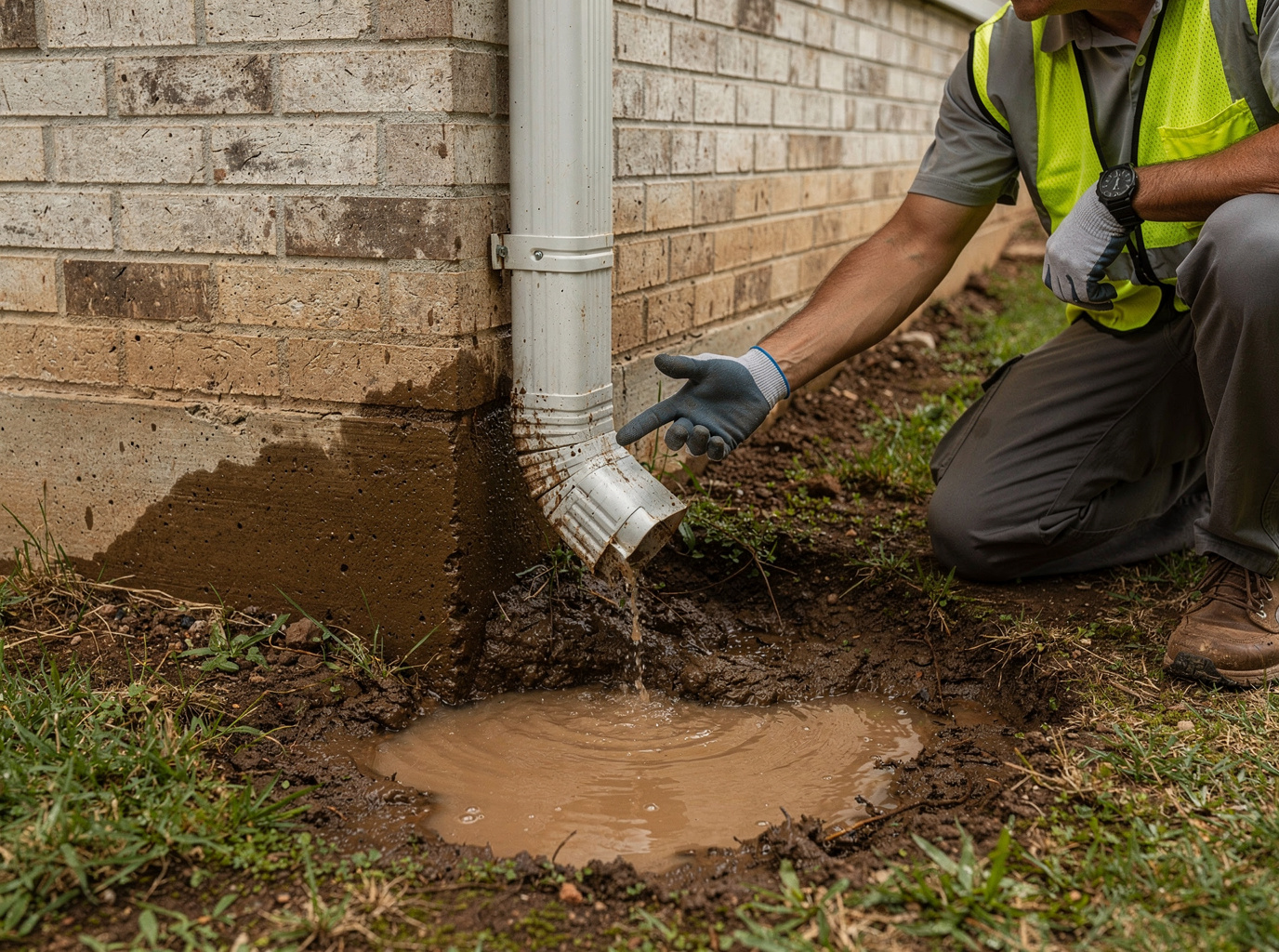 Water Pooling Around Foundation From Gutters in Texarkana, TX